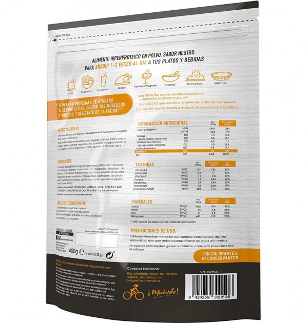 Bimanan Proteina + (1 Envase 400 G Sabor Neutro)