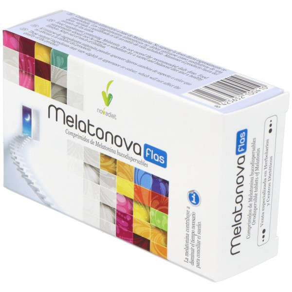 Novadiet Melatonova Flas Para El Sueño 30 Comprimidos Bucodispersables.