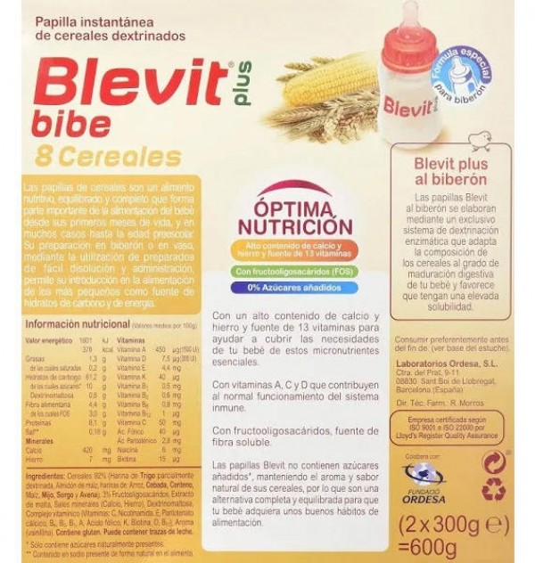 Blevit Plus 8 Cereales Para Biberon (1 Envase 600 G)