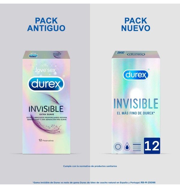 Durex Invisible Extra Fino Extra Sensitivo - Preservativos (12 Unidades) - Reckitt Benckiser