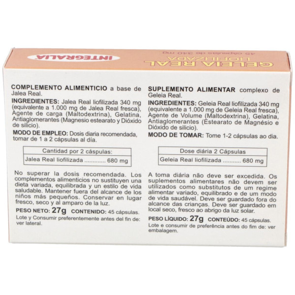 Integralia Jalea Real Cap Liofilizada 45 Cápsulas