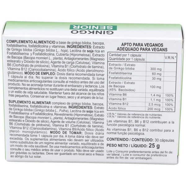 Integralia Ginkgo Senior Complemento Alimenticio 30 Comp