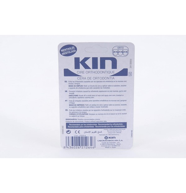 Cera Ortodoncia Protectora Rozadura - Kin Barritas Mentolada (5 Barritas)