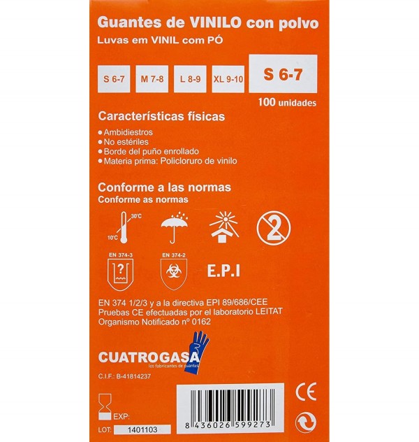 Guantes Achen Vinilo T P  100U