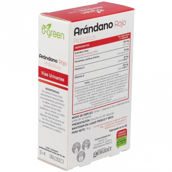 B Green Arandano Rojo Y Probiótico 30 Cápsulas