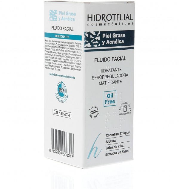 Hidrotelial Hidratia Piel Grasa - Fluido Facial Hidratante (1 Envase 50 Ml)