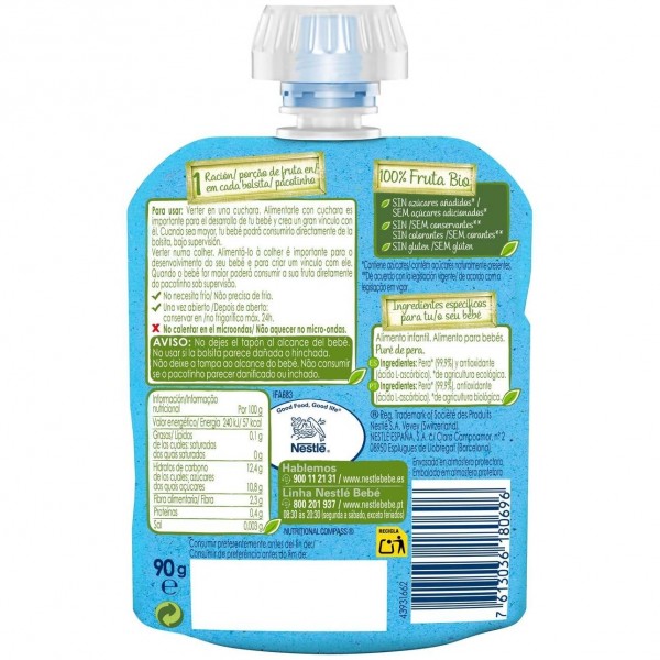 Nestle Gerber Pouch Organic Pera 90Gr