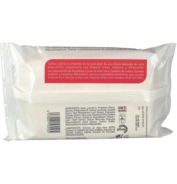 Ansollitas Toallitas Higiene Anal (50 Toallitas)