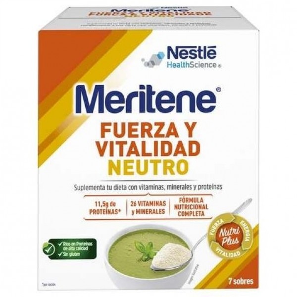Meritene Fuerza Y Vitalidad Neutro Al Plato Sobres, 7 Sobres
