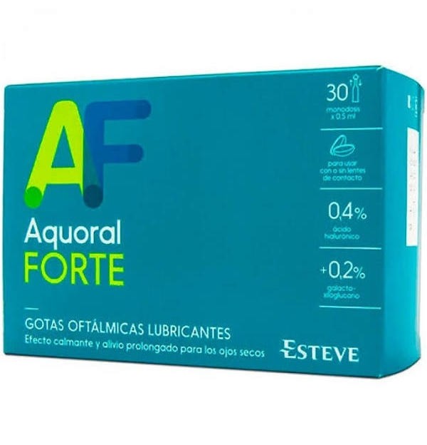 Aquoral Forte - Gotas Oftalmicas Lubricantes Esteriles (30 Monodosis 0,5 Ml)