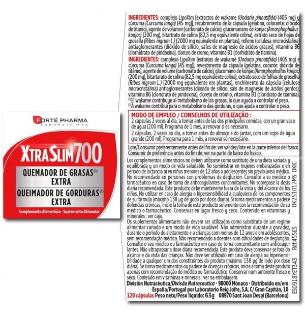 Xtraslim 700 (120 Cápsulas) - Forté Pharma