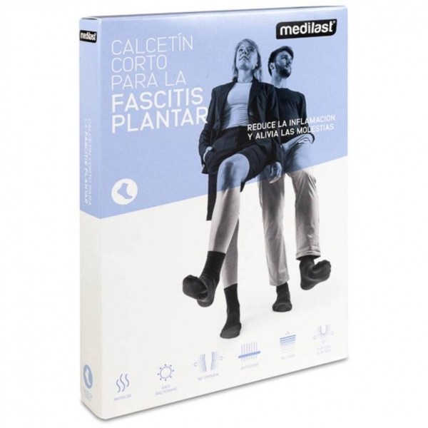 Medilast Calcetín Corto Para Fascitis Plantar Color Negro Talla M, 1 Ud
