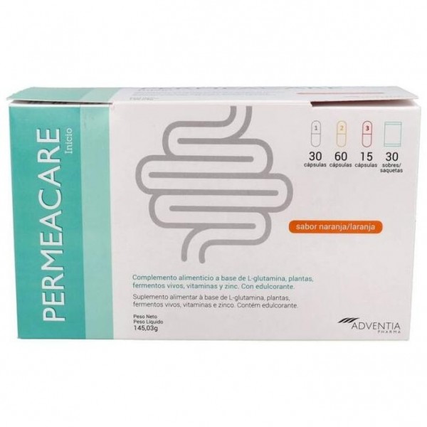 Permeacare Inicio, 30 Cápsulas Fase 1 + 60 Cápsulas Fase 22 + 15 Cápsulas Fase 3 + 30 Sobres
