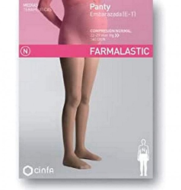 Panty Compresion Normal 140 Den Embarazada - Farmalastic (Talla Pequeña Color Beige)