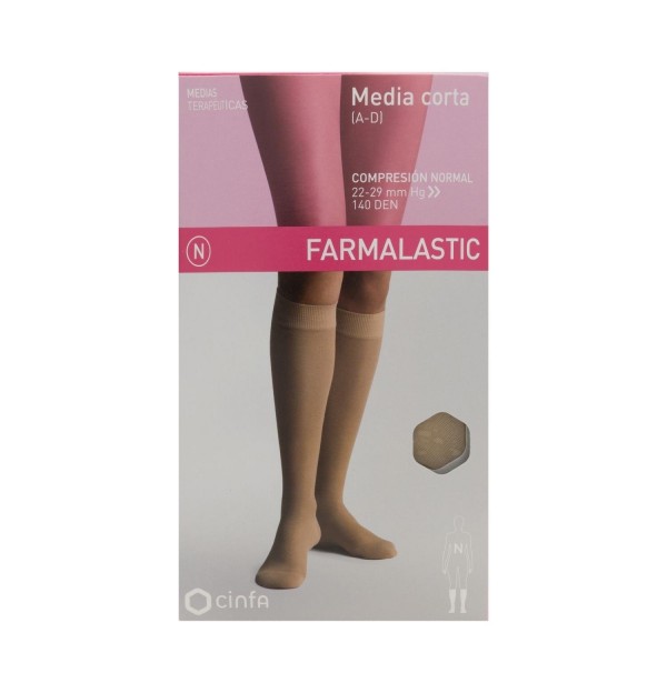 Media Corta (A-D) Compresion Normal - Farmalastic (Talla Grande Color Beige)