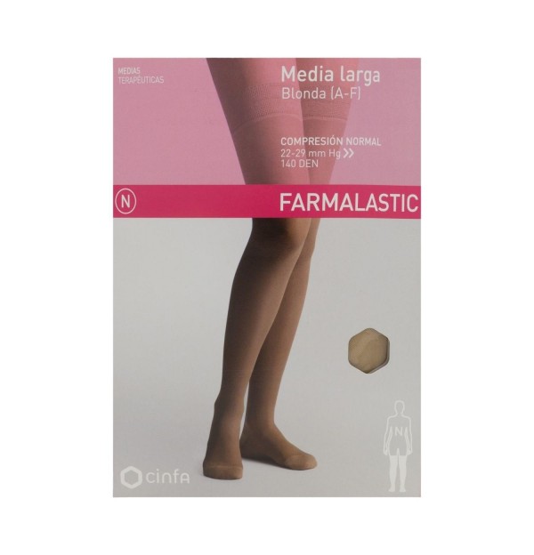 Media Larga (A-F) Compresion Normal - Farmalastic Blonda (Talla Reina Plus Color Beige)