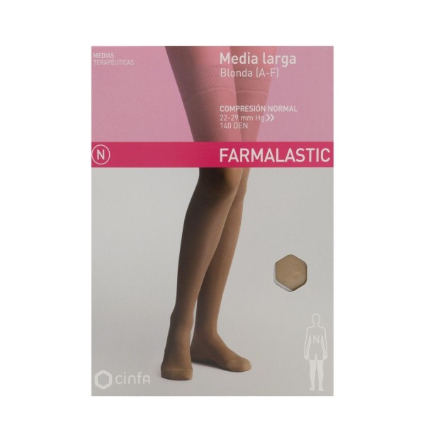Media Larga (A-F) Compresion Normal - Farmalastic Blonda (Talla Grande Color Beige)