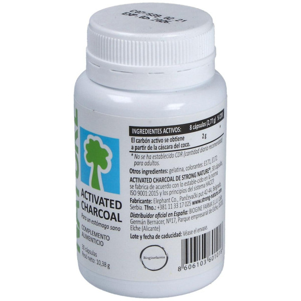 Strong Nature Activated Charcoal Suplemento De Carbón Activado En Cápsulas