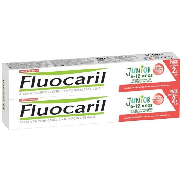 Fluocaril Duplo Pasta Junior Sabor Frutos Rojos 2X75Ml