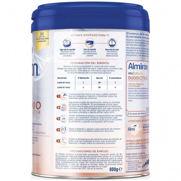 Almirón Profutura Duobiotik 2 Leche De Continuación +6 Meses 800G