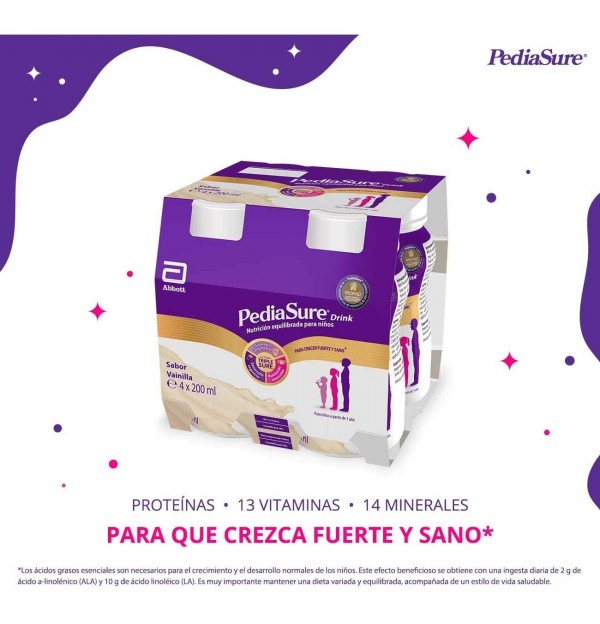 Pediasure Drink (4 Botellas 200 Ml Sabor Vainilla)