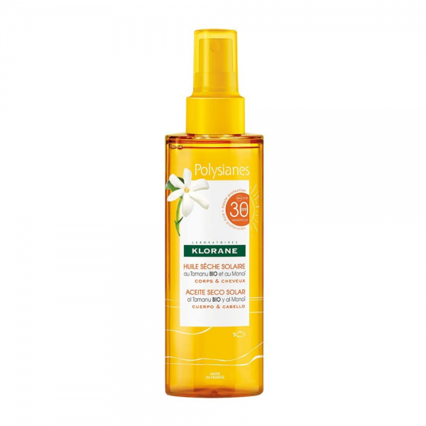 Aceite Solar Seco SPF30, 200 ml. - Klorane