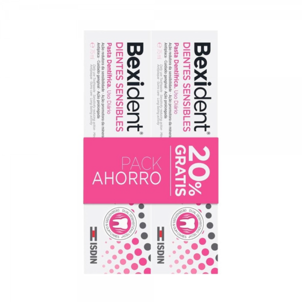 Pack Ahorro Bexident Dientes Sensibles Pasta Dentífrica, 75 ml + 75 ml. - Isdin