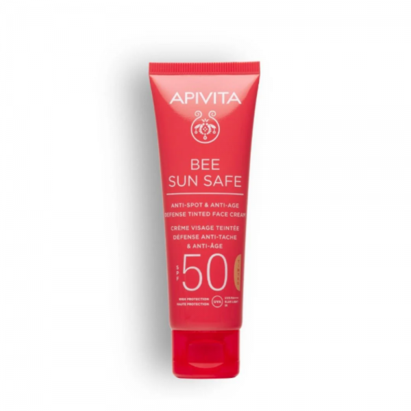 Bee Sun Safe Crema Antiedad & Antimanchas SPF50 con Color, 50 ml. - Apivita
