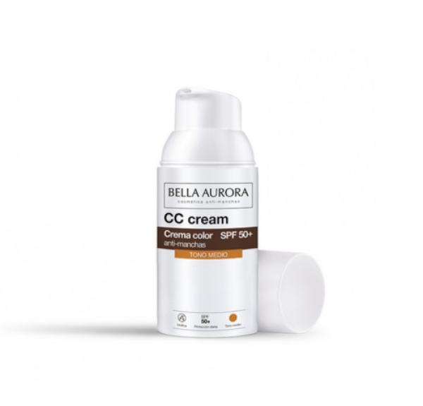 CC Crema Color Anti-manchas SPF 50+ Tono Medio, 30 ml. - Bella Aurora
