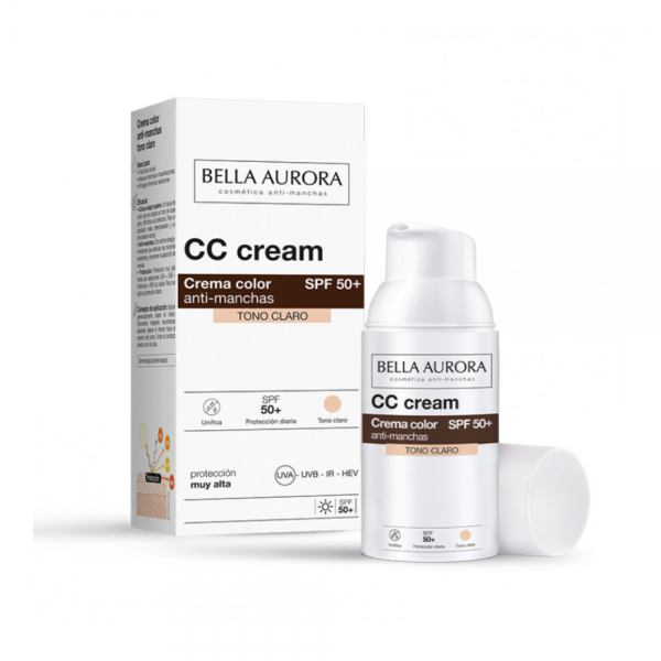 CC Crema Color Anti-manchas SPF 50+ Tono Claro, 30 ml. - Bella Aurora