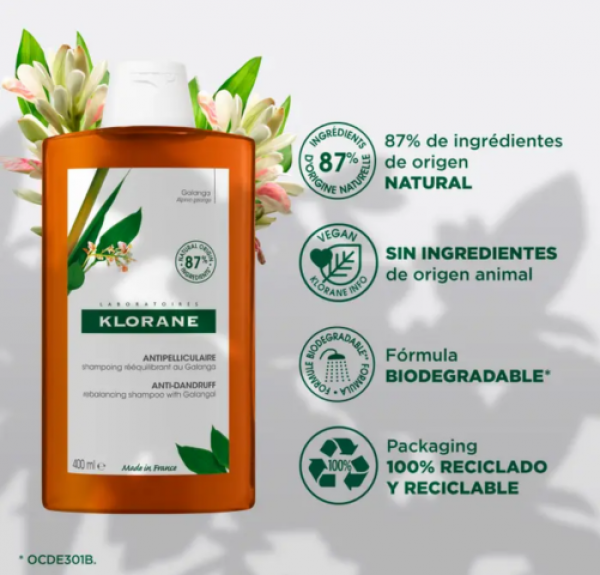 Champú a la Galanga, 400 ml. - Klorane 