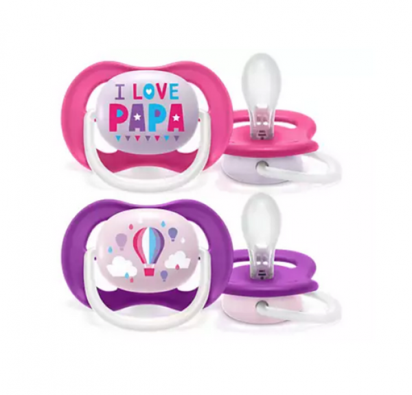 Chupete Ultra Air Happy Niña, 6-18 Meses x 2 ud. - Philips Avent