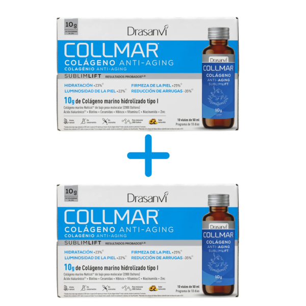 Duplo Collmar Colageno Bebible Antiaging Sublimlift Sabor Melocoton, 10 + 10 viales de 50 ml. -50% en 2a un. - Drasanvi