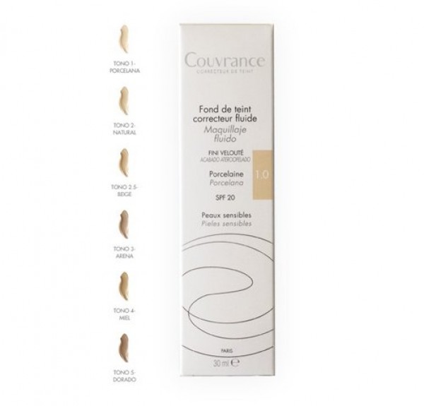Couvrance Maquillaje Fluido Tono 01 Porcelana, 30 ml. - Avene
