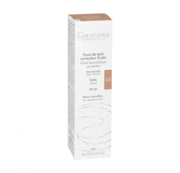 Couvrance Base Maquillaje Fluida Correctora Tono (3.0) Arena, 30 ml. - Avene