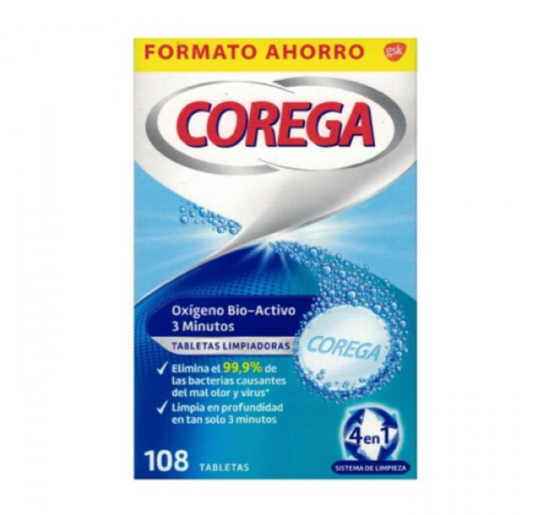 Corega Oxígeno Bio-Activo 3 Minutos, 108 ud. - Samforlab
