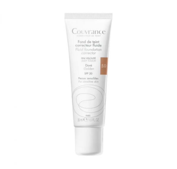 Couvrance Base Maquillaje Fluida Correctora Tono (5.0) Dorado, 30 ml. - Avene
