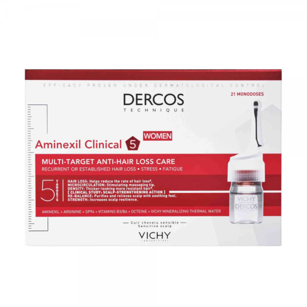 Dercos Aminexil Clinical 5 Mujer, 21 Monodosis x 6 ml. - Vichy