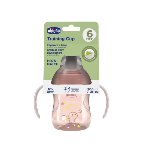 Vaso de Entrenamiento Rosa 6 meses+, 200 ml.- Chicco