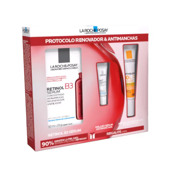 Protocolo Renovador y Antimanchas: Retinol B3 Serum, 30 ml. + Anthelios UVMUNE 400 Fluido SPF50+,15 ml. + Mela B3 Serum, 3 ml. - La Roche Posay