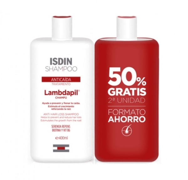 Duplo  Lambdapil Champú Anticaída, 400 ml. + 400 ml. - Isdin 