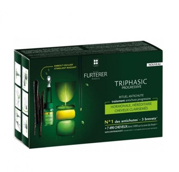 Triphasic Progressive Tratamiento Anticaída Progresiva, 8 x 5,5 ml. - René Furterer