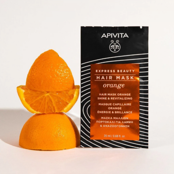 Express Beauty Mascarilla Capilar Brillo y Vitalidad con Naranja y Miel, 20 ml. - Apivita