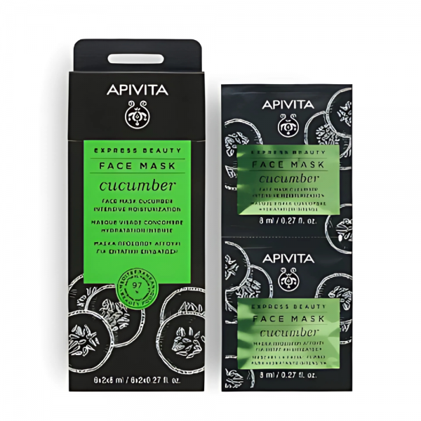 Express Beauty Mascarilla Facial Hidratante Intensiva con Pepino, 2 x 8 ml. - Apivita