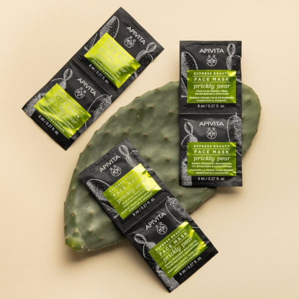 Express Beauty Mascarilla Facial Hidratante y Calmante con Higo Chumbo, 2 x 8 ml. - Apivita
