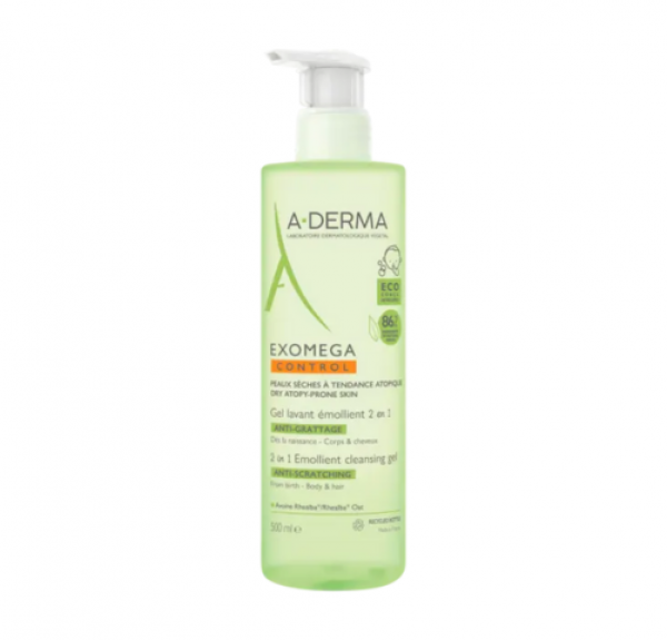Exomega Control Gel limpiador Emoliente 2 en 1 Anti-irritación, 500 ml. - A-Derma