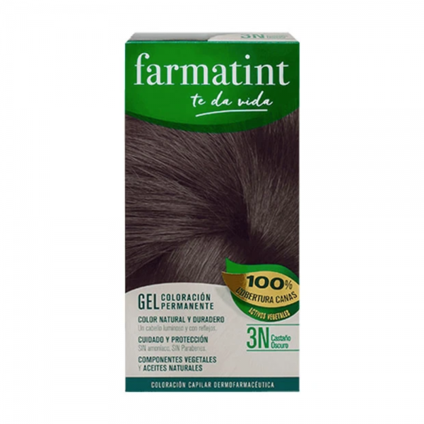 Farmatint Gel Coloración Permanente, 3N Castaño Oscuro, 135 ml. - Perrigo