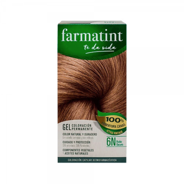 Farmatint Gel Coloración Permanente, 6N Rubio Oscuro, 135 ml. - Perrigo