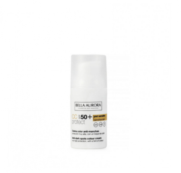 CC Cream Anti-manchas SPF50+ Para Piel Sensible, 30 ml. - Bella Aurora Labs
