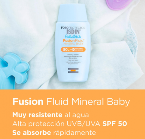 Fotoprotector Fusión Fluid Mineral Baby Pediatrics SPF 50, 50 ml. - Isdin